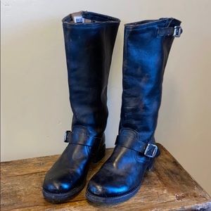 Frye Black Veronica Leather Slouch Boots Size 9